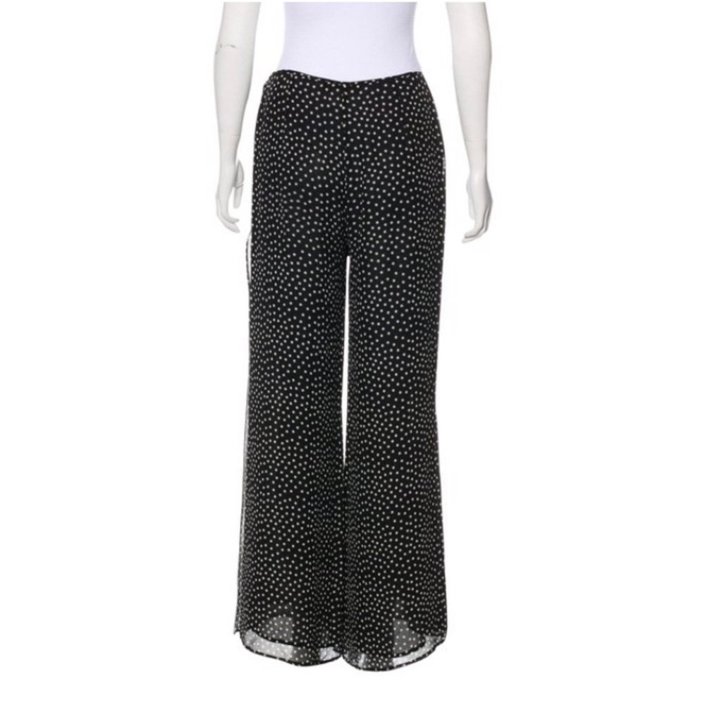 Escada Black + White Silk Polka Dot Pants